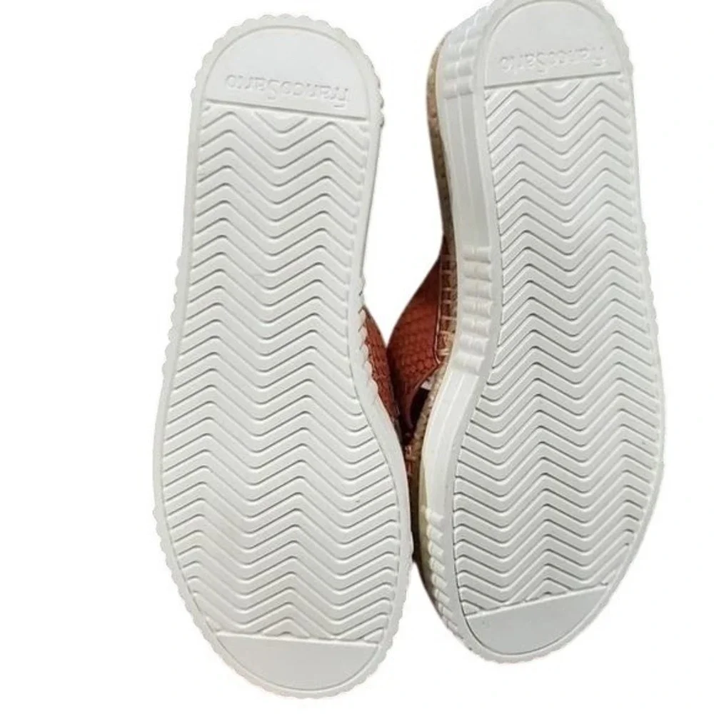 Franco Sarto Platform Espadrille Snake Print Crossover Slide Sandals Size‎ 7.5